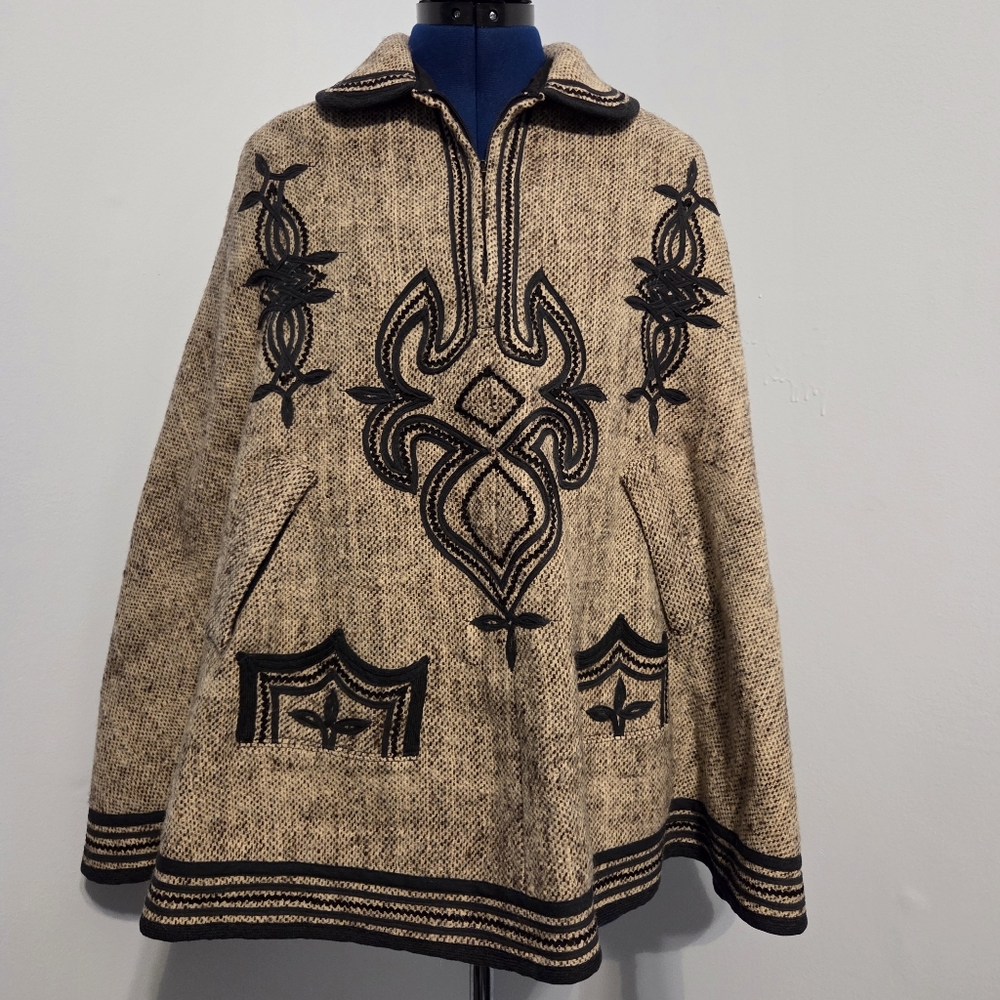 Vintage 70s Guatemalan Wool Cape Coat